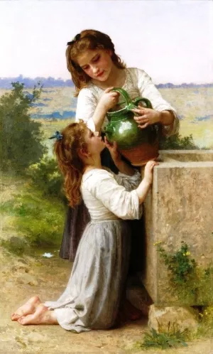At the Fountain by William-Adolphe Bouguereau Artwork