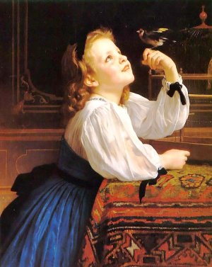 Main Product Photo of Child with Bird Painting by William-Adolphe Bouguereau