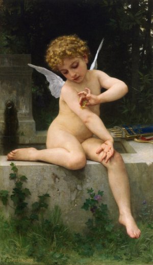 Main Product Photo of Cupid with Butterfly Painting by William-Adolphe Bouguereau