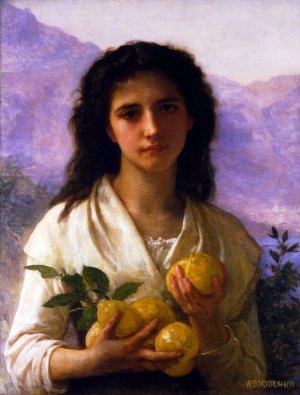 Main Product Photo of Girl Holding Lemons Painting by William-Adolphe Bouguereau