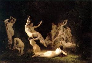 Main Product Photo of La Nymphee also known as The Nymphaeum Painting by William-Adolphe Bouguereau