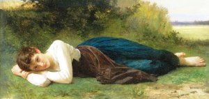 Main Product Photo of Le Repos also known as Jeune Fille Couchee Painting by William-Adolphe Bouguereau