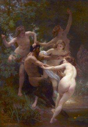 Main Product Photo of Nymphes et Satyre also known as Nymphs and Saytr Painting by William-Adolphe Bouguereau