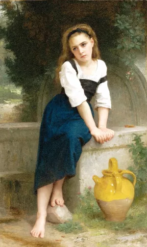 Orpheline a la Fontaine by William-Adolphe Bouguereau - Hand-Painted Oil Painting Reproduction