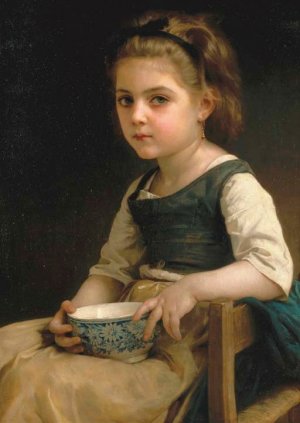 Petite Fille au Bol Bleu by William-Adolphe Bouguereau Artwork