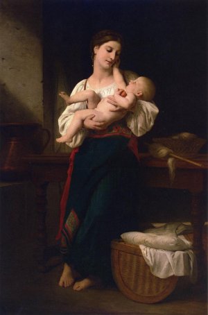 Main Product Photo of Premieres Caresses also known as First Touch Painting by William-Adolphe Bouguereau