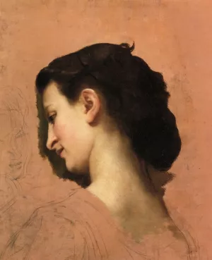 Study of a Young Girl's Head by William-Adolphe Bouguereau - Hand-Painted Oil Painting Reproduction