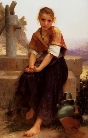 The Broken Pitcher by William-Adolphe Bouguereau Artwork