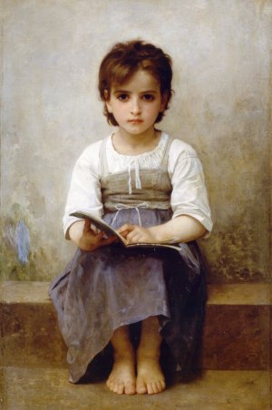 Main Product Photo of The Difficult Lesson Painting by William-Adolphe Bouguereau