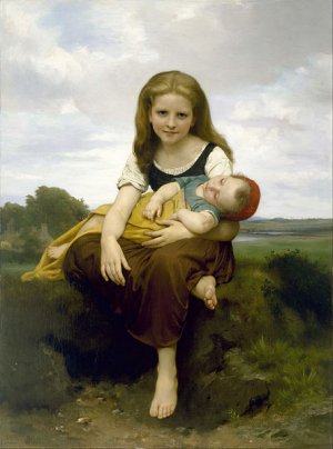 Main Product Photo of The Elder Sister Painting by William-Adolphe Bouguereau