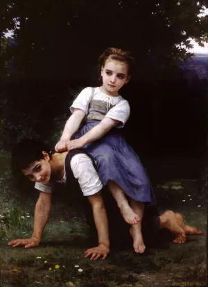 The Horseback Ride by William-Adolphe Bouguereau - Hand-Painted Oil Painting Reproduction