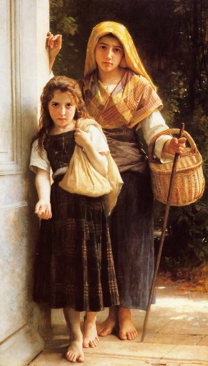 Main Product Photo of The Little Beggar Girls Painting by William-Adolphe Bouguereau