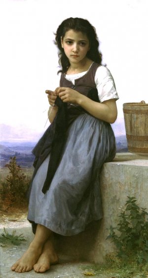 Main Product Photo of The Little Knitter 3 Painting by William-Adolphe Bouguereau