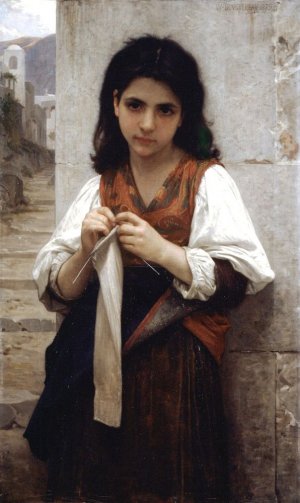 Main Product Photo of The Little Knitter 4 Painting by William-Adolphe Bouguereau