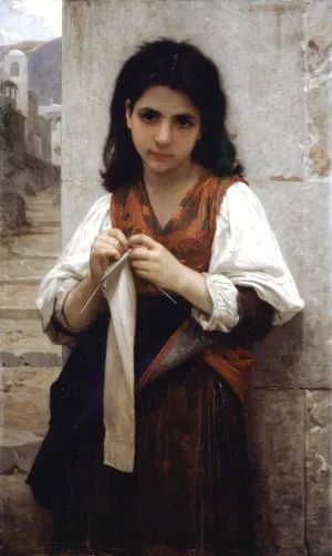 The Little Knitter 4 by William-Adolphe Bouguereau - Hand-Painted Oil Painting Reproduction