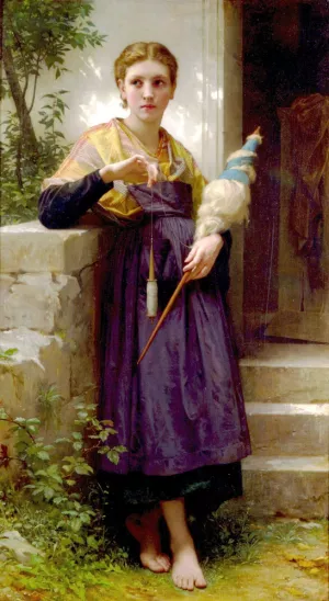 The Spinner by William-Adolphe Bouguereau - Hand-Painted Oil Painting Reproduction