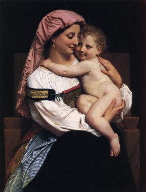 Main Product Photo of Woman of Cervara and Her Child Painting by William-Adolphe Bouguereau