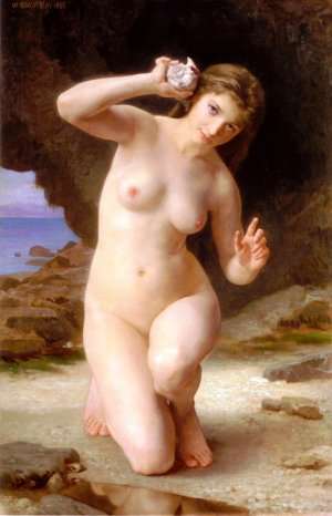 Main Product Photo of Woman with Seashell Painting by William-Adolphe Bouguereau