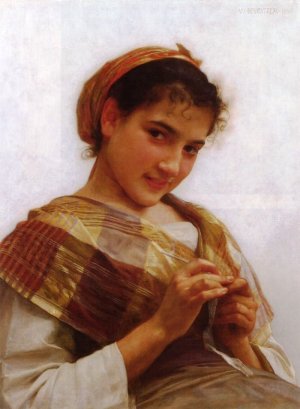 Main Product Photo of Young Girl Crocheting Painting by William-Adolphe Bouguereau