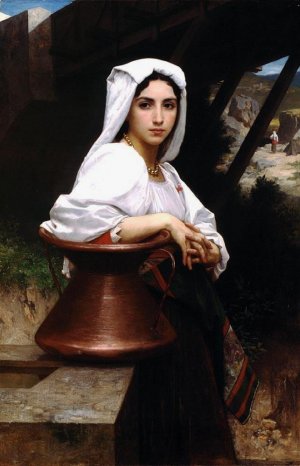 Main Product Photo of Young Italian Woman Drawing Water Painting by William-Adolphe Bouguereau