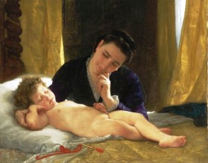 Main Product Photo of Young Mother Contemplating Her Child Painting by William-Adolphe Bouguereau
