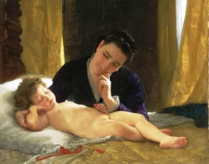 Young Mother Contemplating Her Child by William-Adolphe Bouguereau Artwork