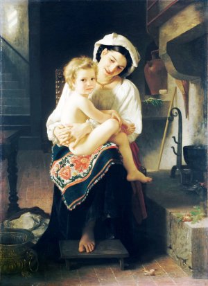 Young Mother Gazing at Her Child by William-Adolphe Bouguereau Artwork