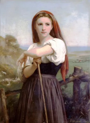 Young Shepherdess by William-Adolphe Bouguereau - Hand-Painted Oil Painting Reproduction